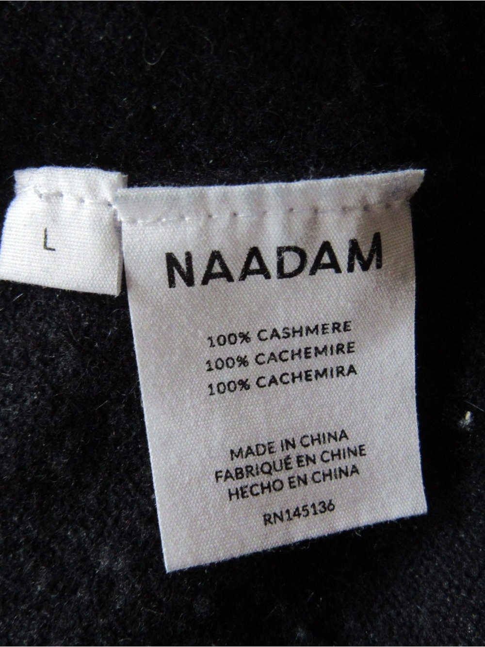 Naadam Cashmere Sweater Large Black Deep Navy Knit Soft Crewneck Classic - Picture 6 of 7